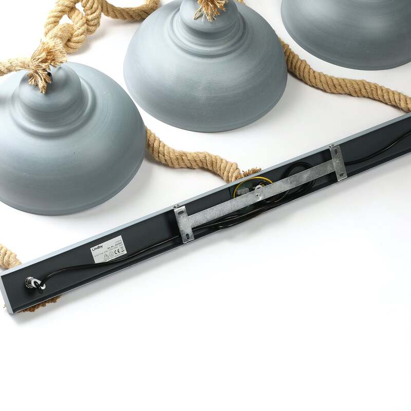 Lindby Hängeleuchte Chaby 3-flammig LED Pendelleuchte dimmbar hellgrau 111cm - 4251096568585