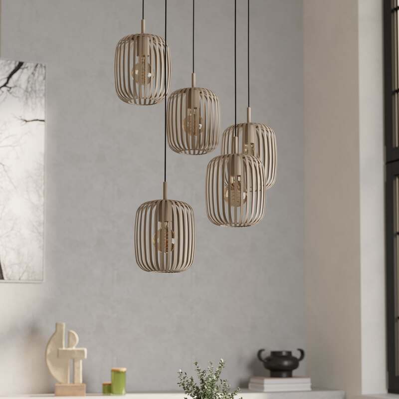 Eglo Hängelampe Romazzina Pendelleuchte Hängeleuchte sandfarben Stahl Ø50cm 5flg - 9008606299904