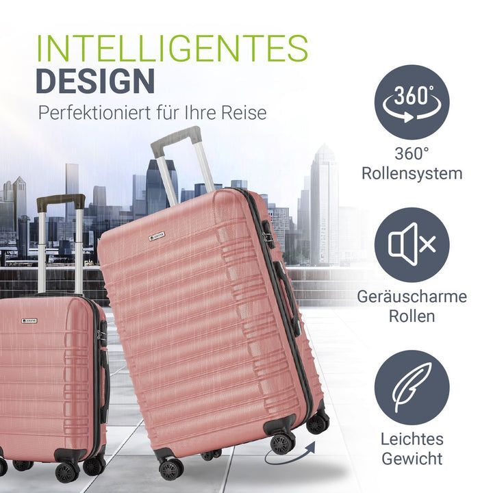 Hartschalen Kofferset Rom 3 & 4 tlg. Set mit 360° Rollen und Zahlenschloss - 4260565527688