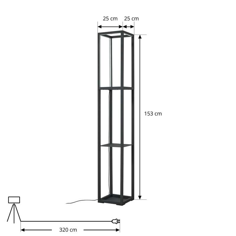 Lindby Stehleuchte Birta LED Lampe dimmbar schwarz 155cm mit USB-Ladeanschluss - 4251911792188