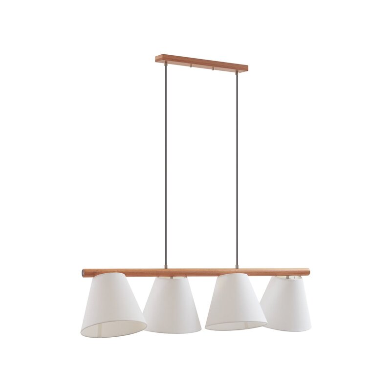 Lucande Jinda Hängeleuchte Hängelampe Deckenlampe Leuchte Lampe Holz Stoff weiß - 4251911756920