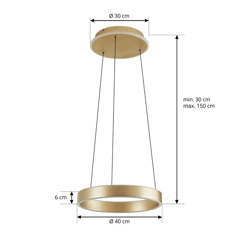 Lucande LED Pendant Light Tindra, Ø 40 Cm, Gold, Dimmable - 4255830903786