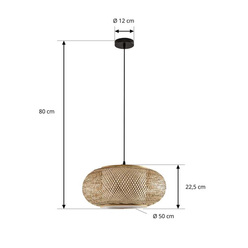 Lindby Hängeleuchte Romaine LED Pendelleuchte dimmbar natur Ø50cm Bambus schwarz - 4255830913907