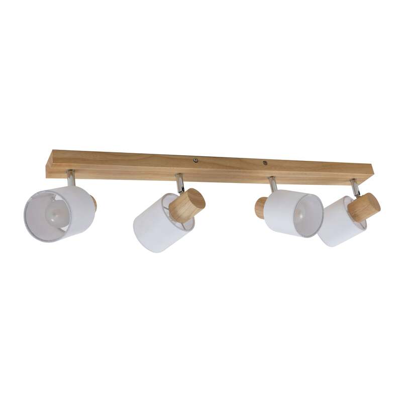 Lindby Deckenleuchte Wanessa LED Deckenlampe Strahler dimmbar Holz weiß 67cm - 4251096566772
