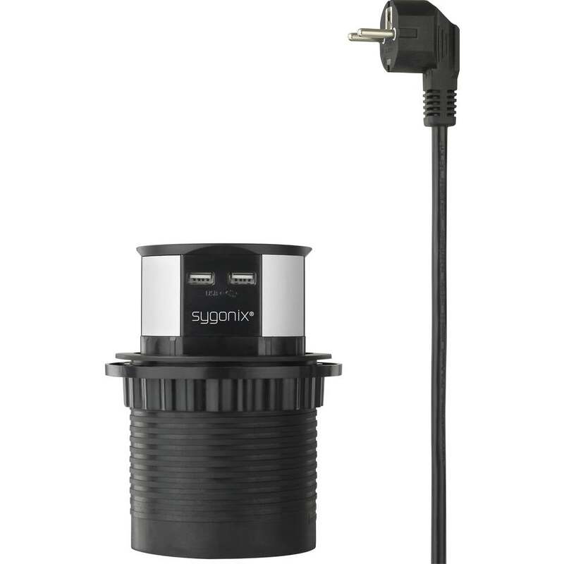 Sygonix SY-4780156 Steckdosenturm Schwarz Silber Schutzkontakt Steckdose 2 STÜCK - 4064161188492
