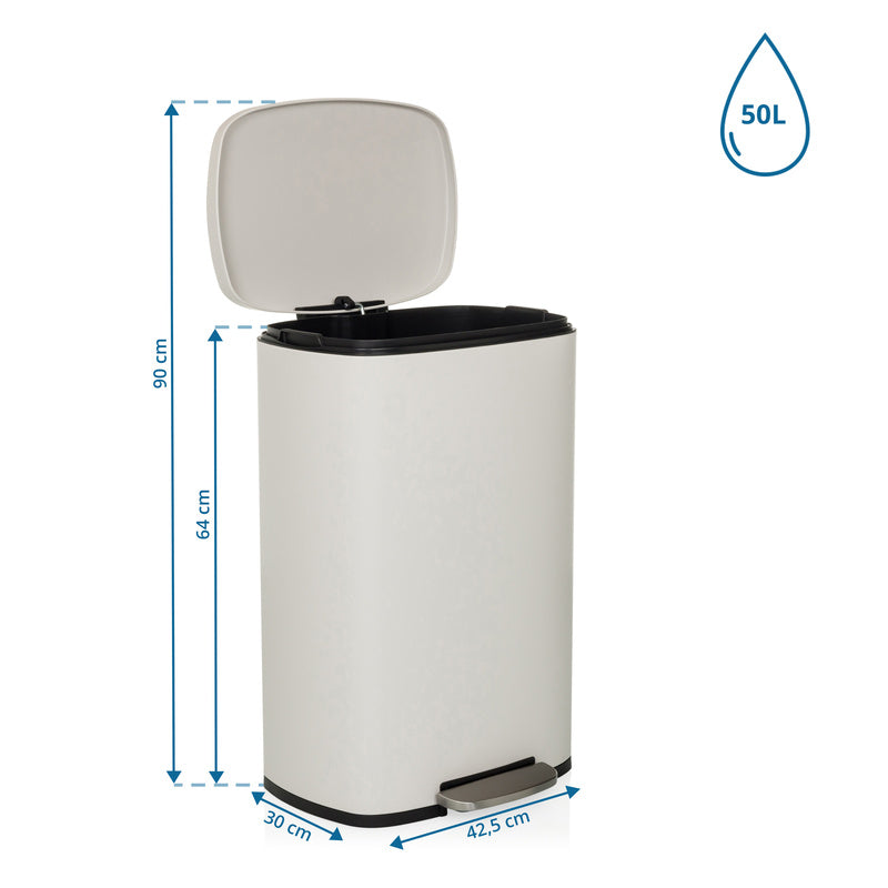 hjh OFFICE Abfallsammler Mülleimer CLEAN XV Treteimer Abfalleimer 50 Stahl be876 - 4064323045724