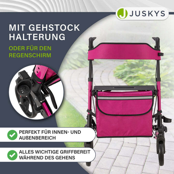 Aluminium Rollator Vital klappbar Gehhilfe leicht 130kg Höhenverstellbar Lila - 4260565522720