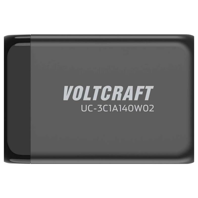 VOLTCRAFT USB Ladegerät Station Schwarz UC-3C1A140W02 GaN Netzteil 140W - 4064161342894
