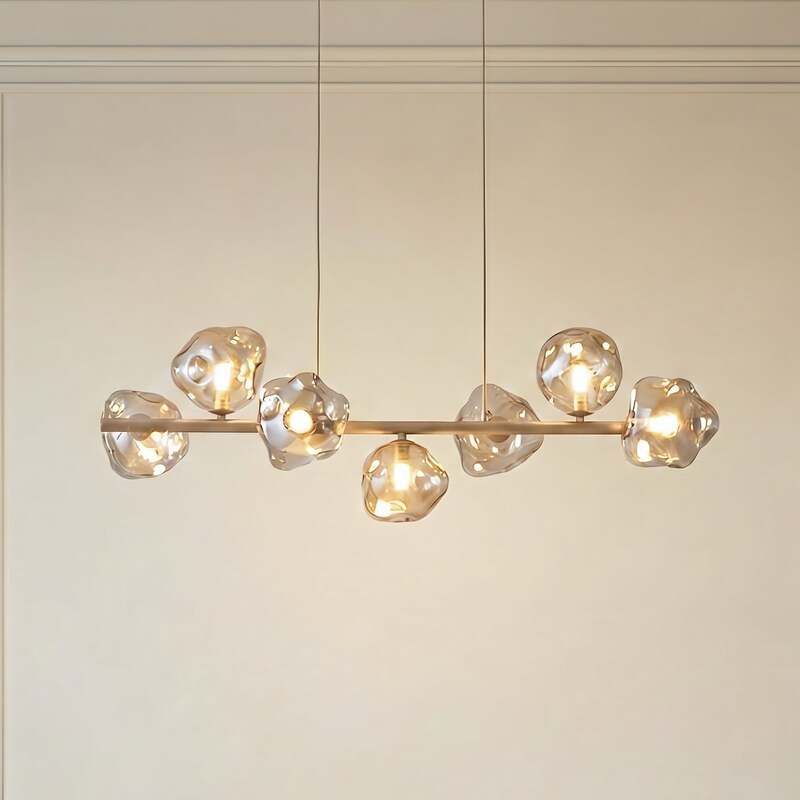 Hängeleuchte Lava 7-flammig LED Pendelleuchte dimmbar sand cognac 90x33cm - 5906135111091