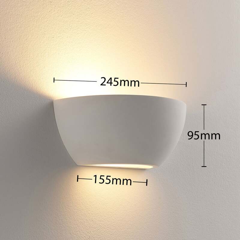 Lindby Wandlampe Wandleuchte Jimmy LED dimmbar Gips weiß 24,5x9,5cm IP20 Lampe - 4251096535624