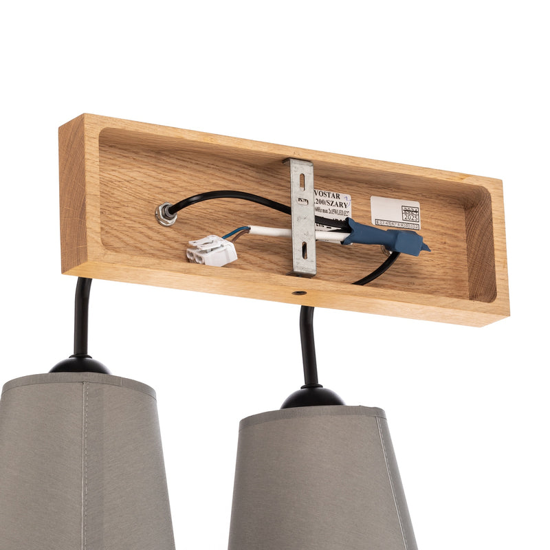 Envostar Wandleuchte grau Risco 2-flg. Stoffschirm dimmbar E27 Holz 33x30cm - 4251911780765