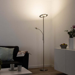 B-Ware LOLA Smart LED-Deckenfluter Rocco dimmbar mit Lesearm Farbwechsel silber 195cm