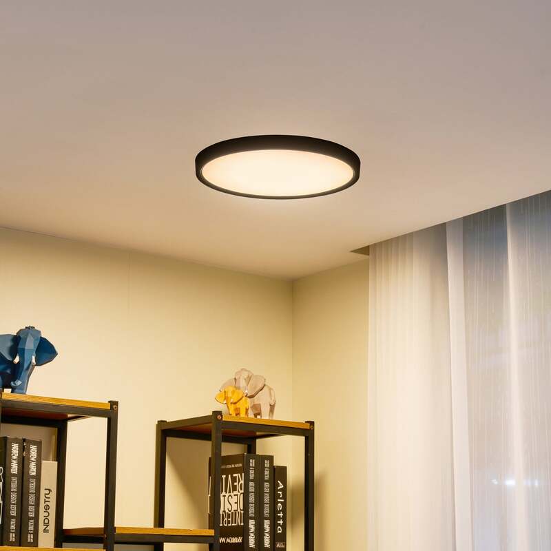 Lindby Deckenleuchte Pravin LED Lampe Leuchte schwarz Ø40cm warmweiß 3000K - 4251911766714