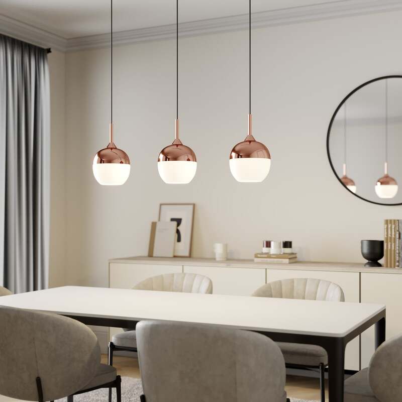 Lindby Pendellampe Rangina LED Hängelampe 3-flammig dimmbar kupfer 100cm - 4251096565423