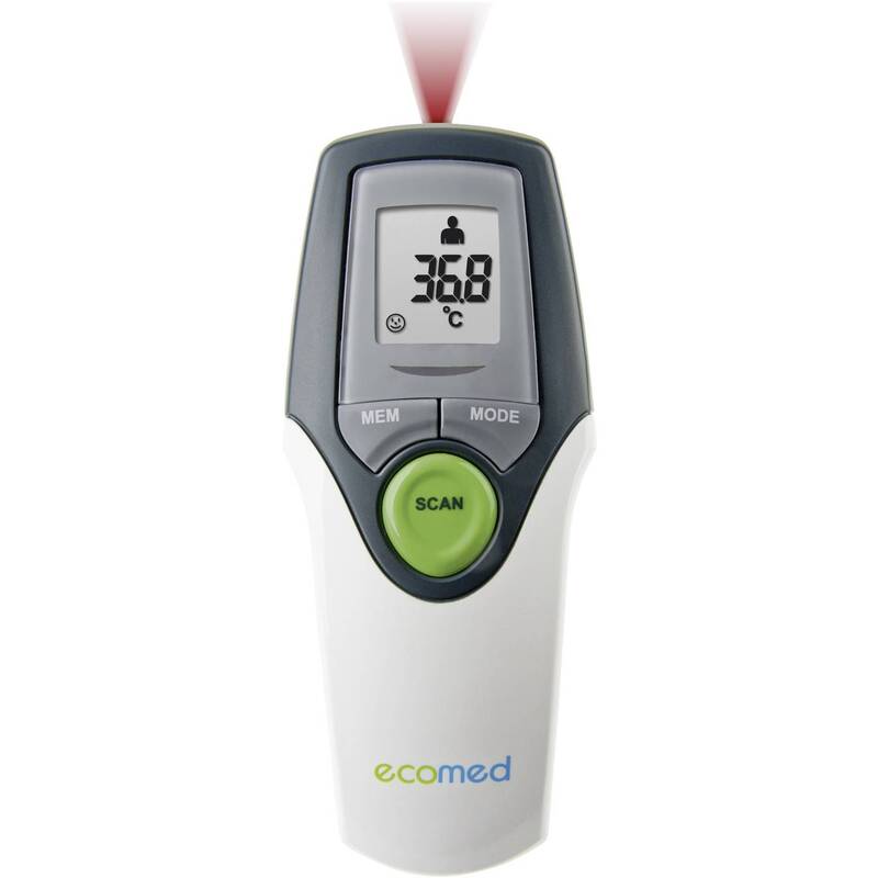 Ecomed Fieberthermometer Infrarot Stirn Thermometer Schläfe TM-65E Weiß Grau - 4015588234002
