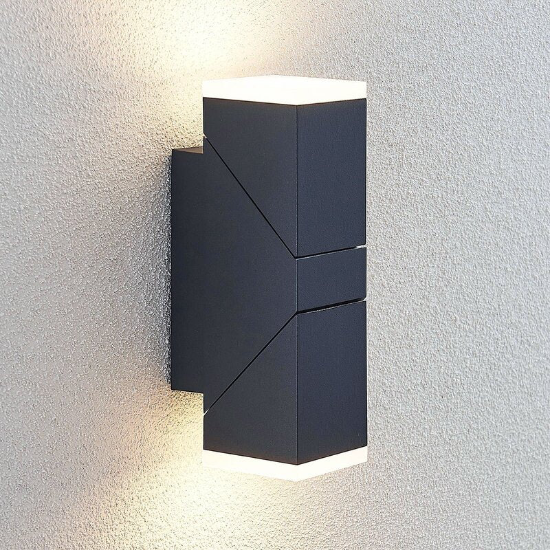 Lindby Wandleuchte Wandlampe LED Außenleuchte Sally dunkelgrau IP54 22cm - 4251096554618