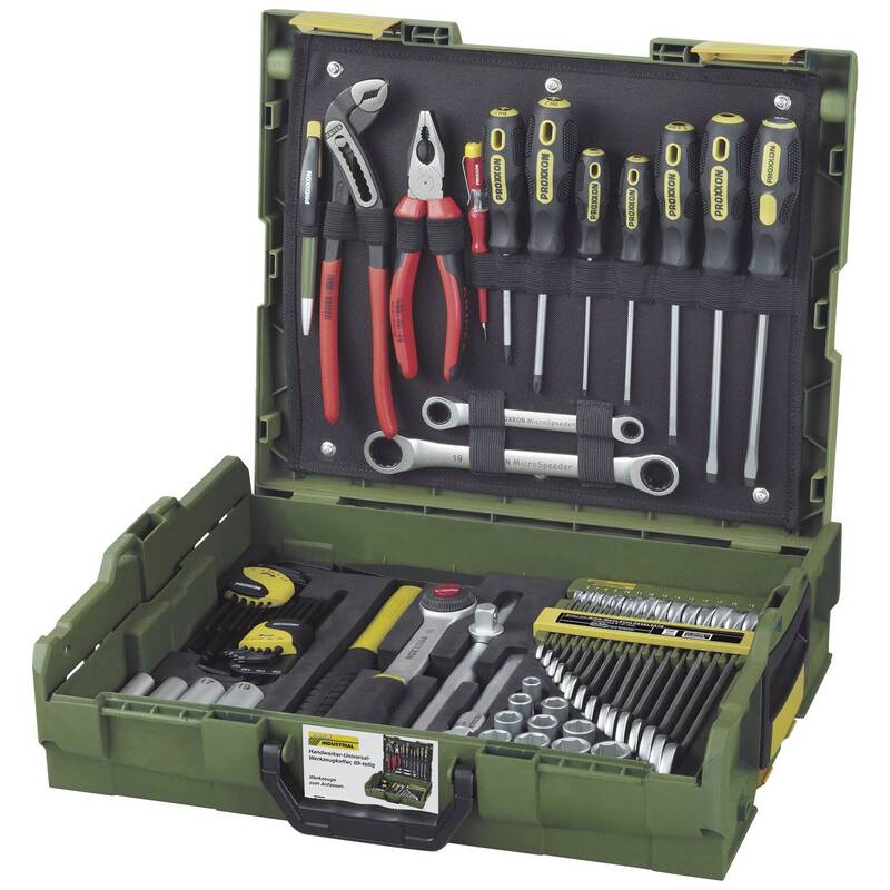 PROXXON Werkzeugkoffer Handwerker Set 68teilig Werkzeugkasten grün 445x358mm - 4006274236608