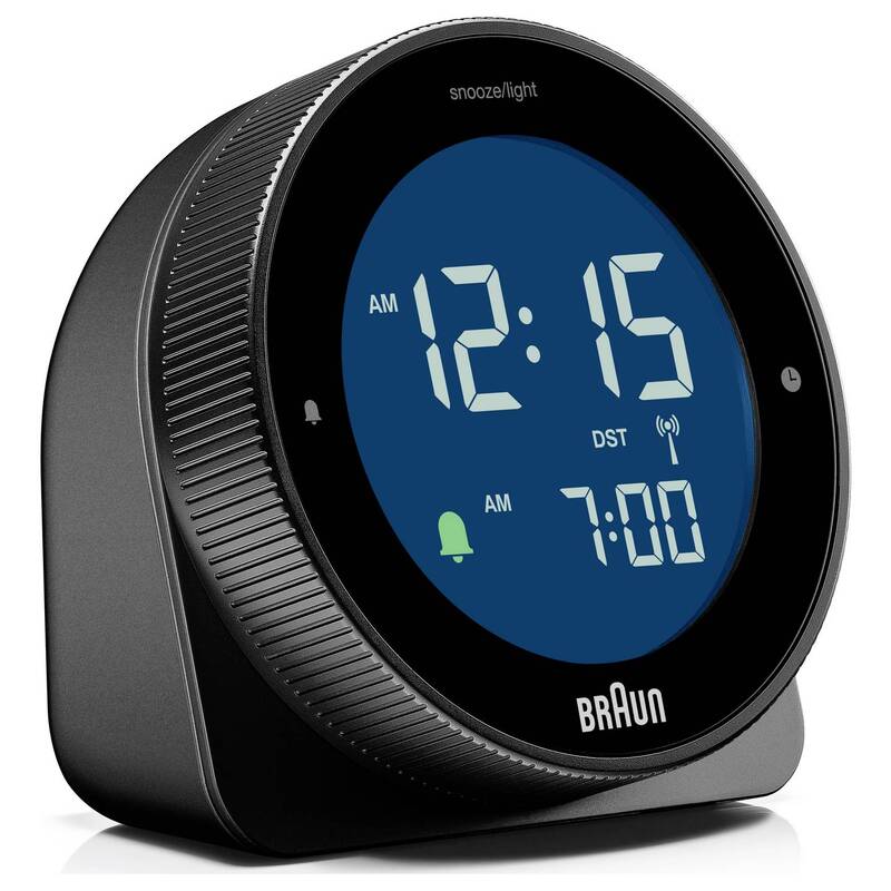Braun Wecker Funkwecker Uhr digital Tischuhr Schwarz Batterie Alarmzeit Box - 4007218676191