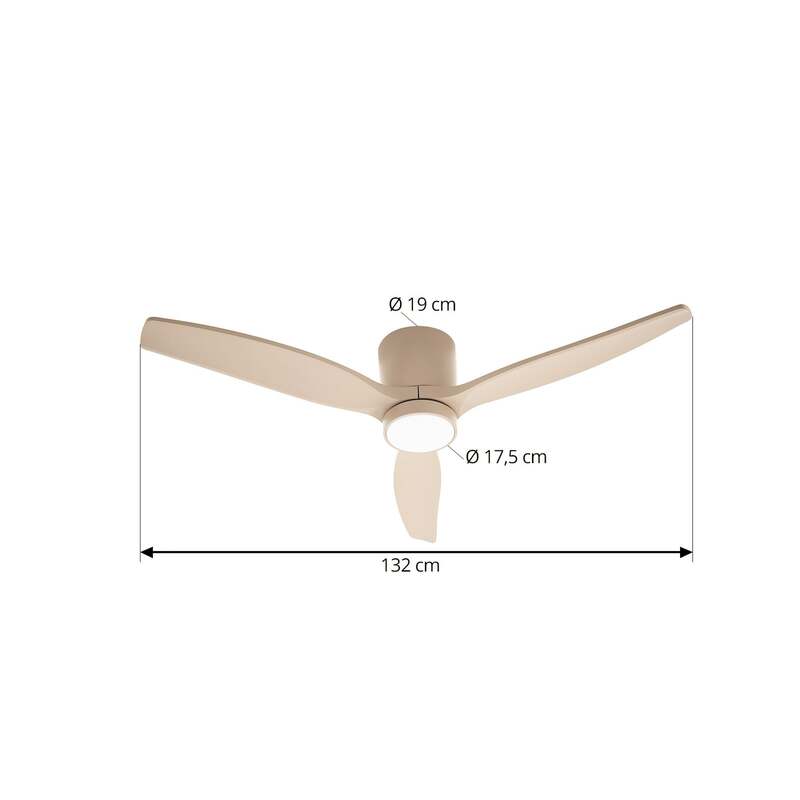Lucande Deckenventilator Sorin LED Ventilator leise IP44 beige 132cm für Räume - 4251911797893