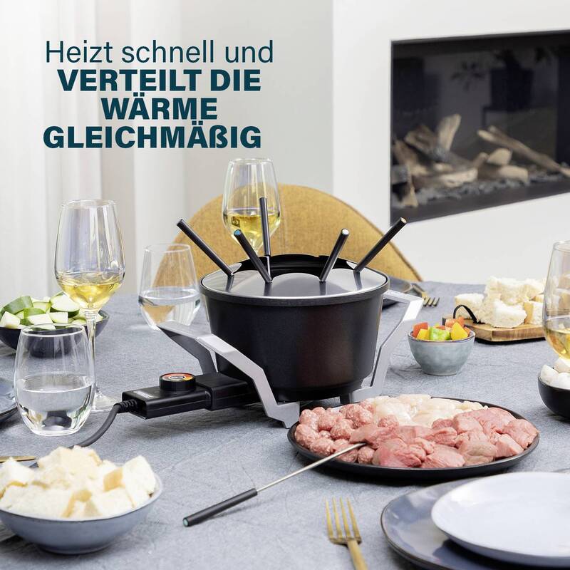 Princess Fonduegerät Fondue 800W Kontrollleuchte 1,5l Aluminium schwarz - 8713016100511