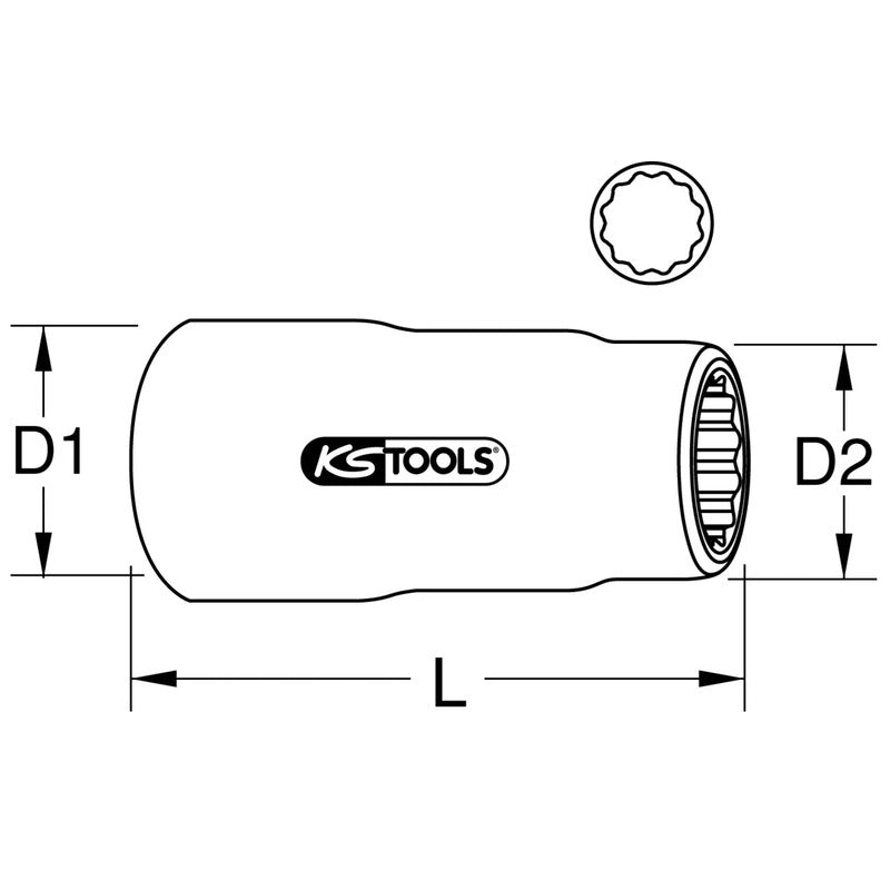 KS Tools Stecknuss 12-Kant isoliert 3/8" (10 mm) Chrom-Vanadium Stahl 48mm 31g - 4042146541166