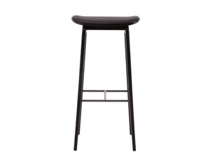 B-Ware Norr 11 Barhocker Hocker NY11 schwarz Leder Sitz schwarz Eichenfurnier 75 cm