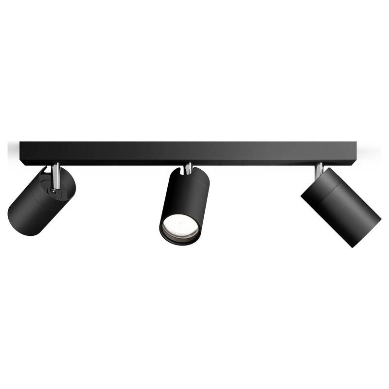 Philips Deckenstrahler GU10 Schwarz dimmbar 3-flammig IP44 Metall 442x83x119mm - 8720169299016