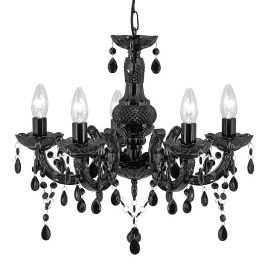 Searchlight Kronleuchter Marie Therese Deckenlampe Deckenlicht schwarz 5-flammig - 5053423009155