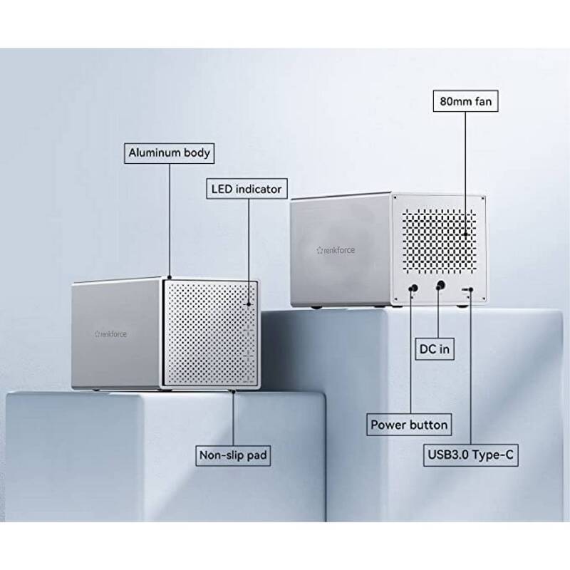 Renkforce RF-5587610 SATA-Festplatten-Gehäuse Anzahl Festplatteneinschübe: 4 Bay - 4064161246826