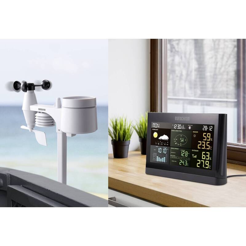 Eurochron Funk-Wetterstation Vorhersage 12-24 Stunden Schwarz digital 150m - 4064161001418