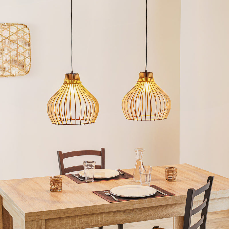 Euluna Hängeleuchte Pendelleuchte Barrel Leuchte Lampe Deckenlampe LED Holz - 5907623619891