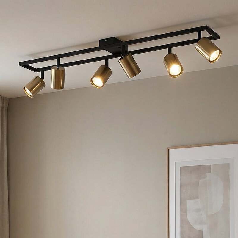 Lindby Bravius Deckenstrahler messing 6-flammig dimmbar GU10 Eisen 80 cm - 4255830902772