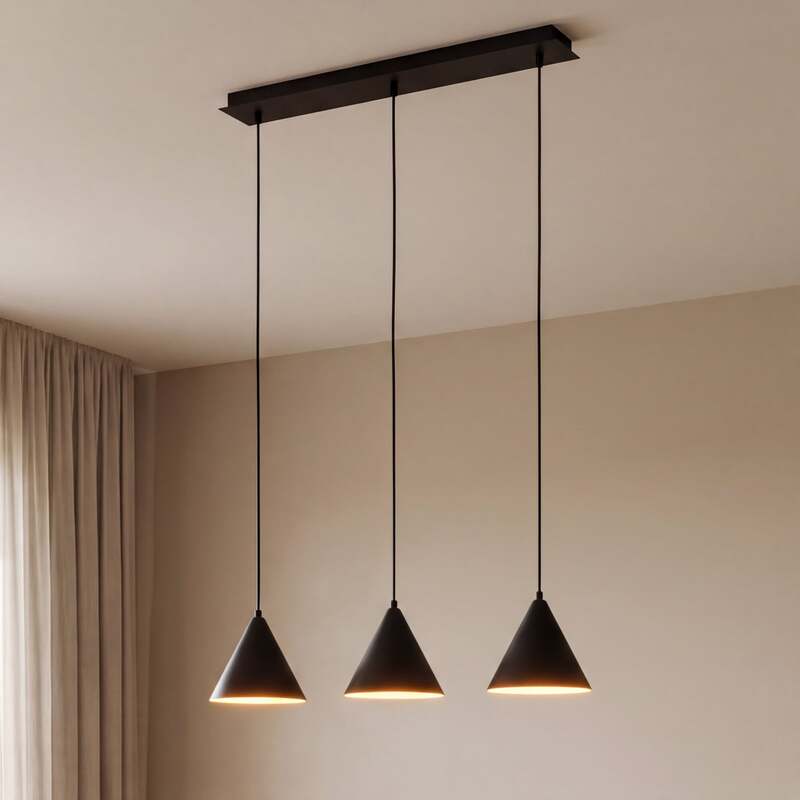 TK Lighting Hängeleuchte Cono 3-flammig LED Pendelleuchte dimmbar schwarz 86x19 - 5906135100682