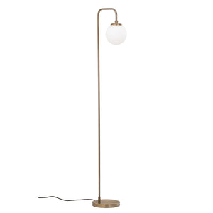 B-Ware Opviq Stehleuchte Standlampe Viran Glas Goldfarben Antik Metall Weiss Satiniert