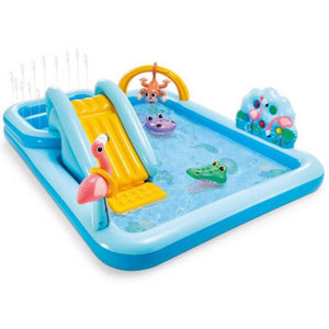 B-Ware Intex 2.44m Rectangular Inflatable Kids Jungle Water Slide Play Swimming Pool 6+