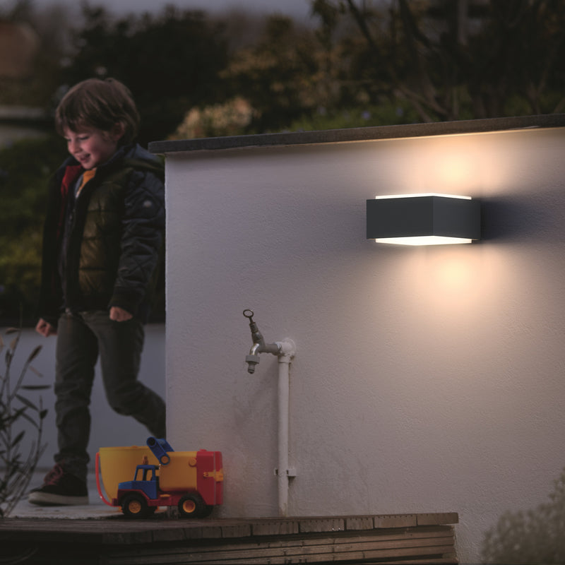 Philips Außenwandleuchte Hedgehog anthrazit LED Gartenlampe Wandleuchte 2er Set - 8721103038098