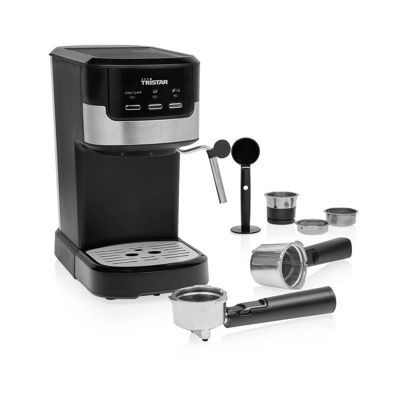 Tristar CM-2278 Espressomaschine 20 bar 1,25 l Edelstahl schwarz mit Dampfdüse - 8712836985483