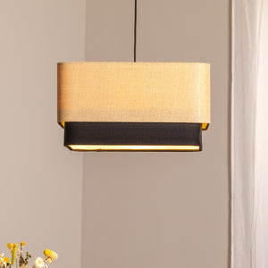 B-Ware Hängeleuchte Kwadro Duo LED Pendelleuchte dimmbar schwarz beige 50x50cm Jute