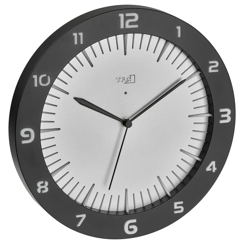 TFA Funk-Wanduhr LUMOCLOCK 60.3553.10 grau mit Lichtsensor und USB-C - 4009816040787