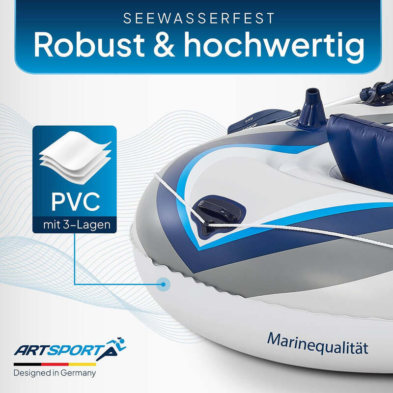 Schlauchboot Paddelboot 3,22 m aufblasbar für 4 Personen Luftpumpe Paddel Set - 4260565525912