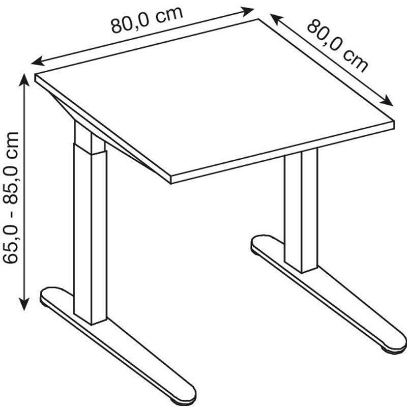 Hammerbacher höhenverstellbarer Schreibtisch VOS08/E/W Eiche Weiß 80x80x65 cm - 4032062164129