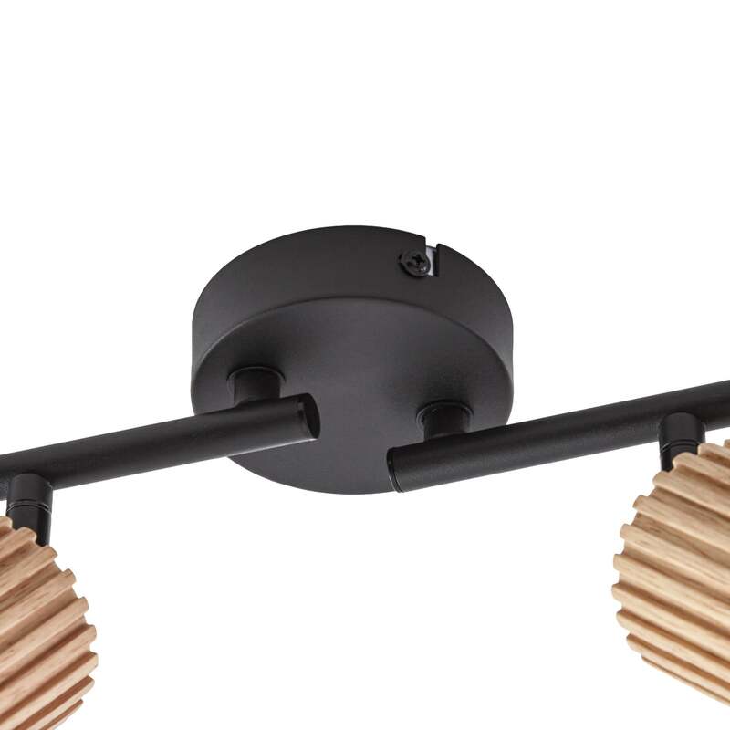 Lindby Deckenstrahler Stralino 6-flammig LED Deckenlampe dimmbar Holz schwarz - 0000010051099
