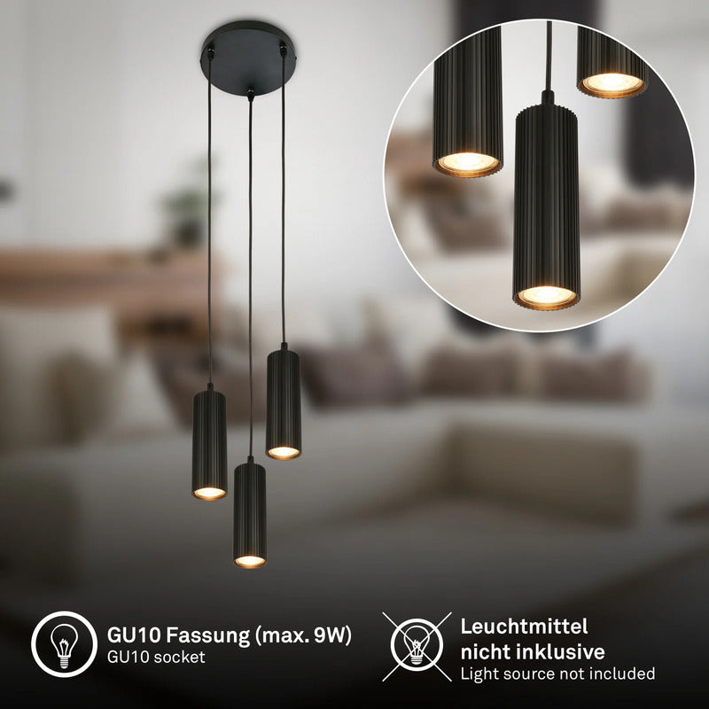 Briloner Hängeleuchte Ida LED Pendelleuchte dimmbar schwarz 3-flammig Ø20cm - 4002707501992