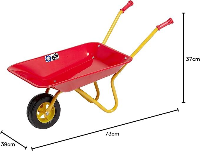 Izzy Kinderschubkarre rot 35 kg belastbar für Kinder ab 2,5 Jahren 73 x 37 cm - 4047385474572