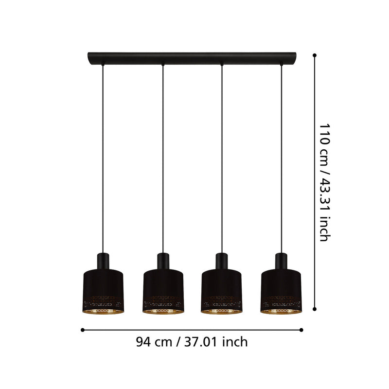 Eglo Hängeleuchte Pendelleuchte Esteperra LED Lampe dimmbar schwarz gold 94x16cm - 9002759992750