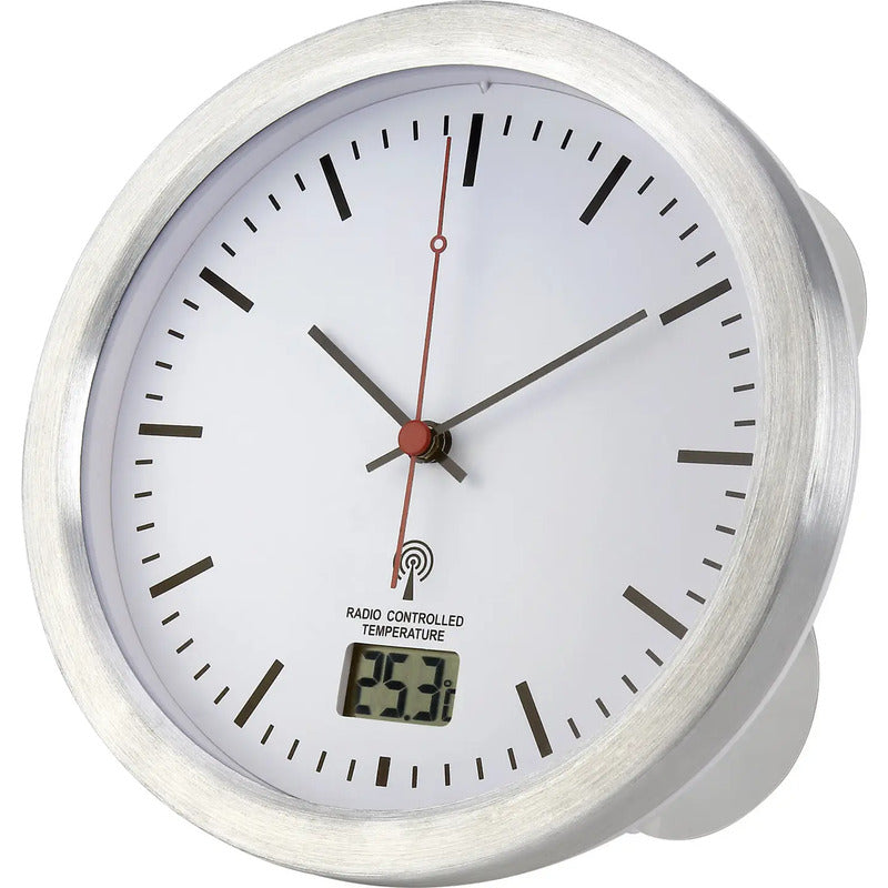 Renkforce Funk-Badezimmeruhr E1003R 17cm digital Silber weiß feuchtraumgeeignet - 4016138909777