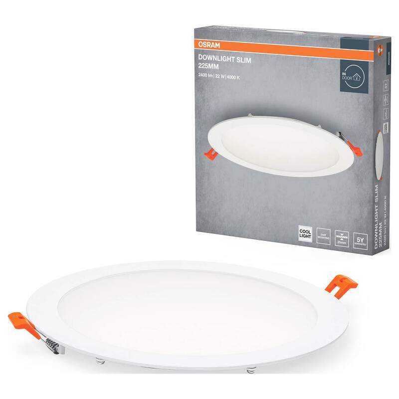 OSRAM LED Deckenleuchte Downlight Einbau Slim 225 mm 22 W Weiß 4000 K 8 STÜCK - 4099854445248