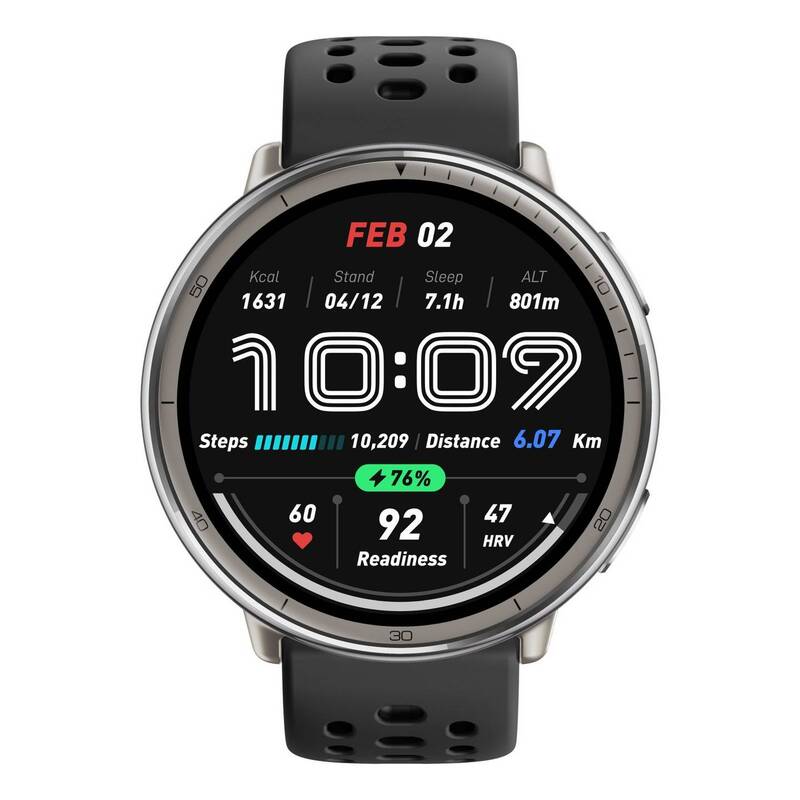 Amazfit Active 2 Smartwatch Premium Version Lederarmband schwarz Edelstahl - 6970100377552