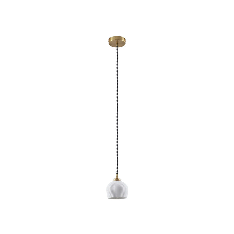 Lindby Hängeleuchte Pendelleuchte Nolane Keramik Lampe weiß Messing - 4251911796551