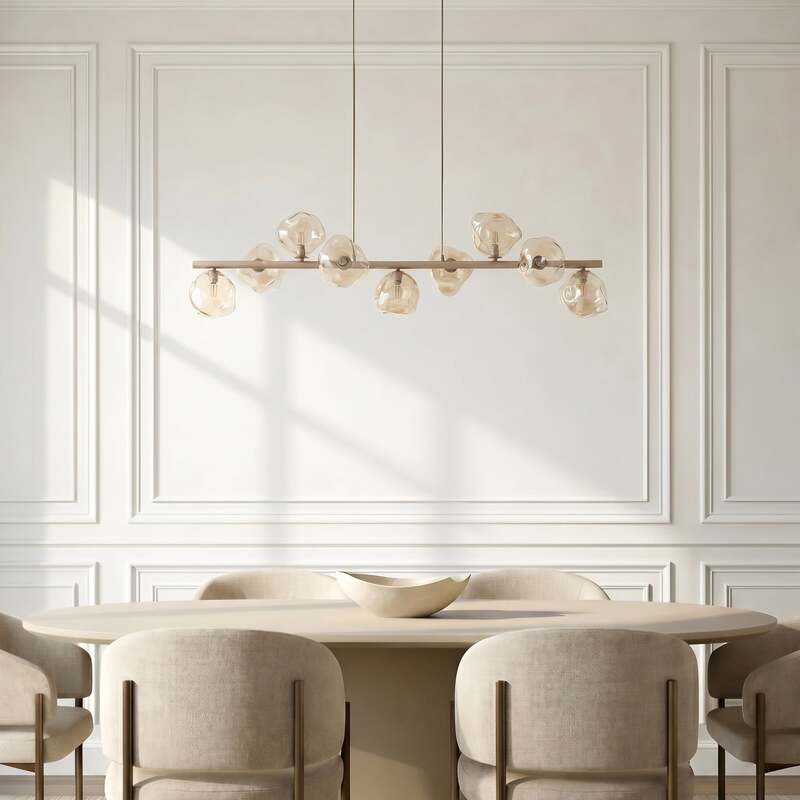 TK-Lighting Hängeleuchte Lava LED Pendelleuchte 9-flammig dimmbar beige 116x33cm - 5906135111107